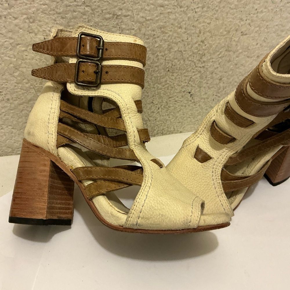 Freebird Tiara Cream and Tan Heeled Sandals